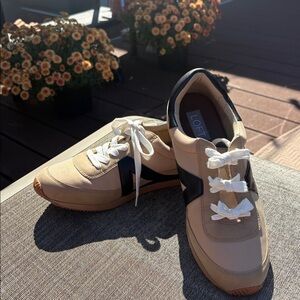 Loft - Tan and Black Sneakers with White Laces